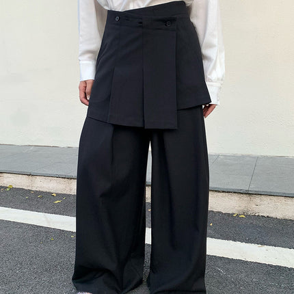 NEIHE 2025 Women's Pants Spring and Autumn Women's Pants Dagging Two-piece Apron Wide-leg Suit Pants 252288