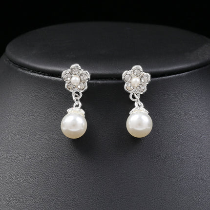 2022 New Fashion Pearl Flower Necklace Earrings Set European and American Cross-Border Hot Selling Women's Jewelry Alloy Plating