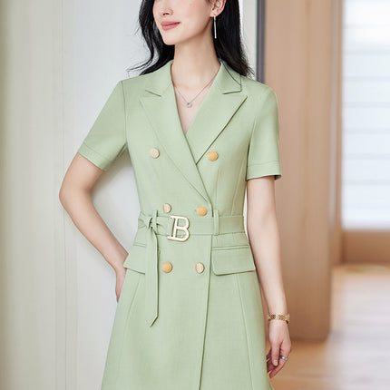 French Hepburn Style Small Black Dress High Sense High Cold Royal Sister Fried Street Small Fragrance Style Pleated Professional Suit dress Summer