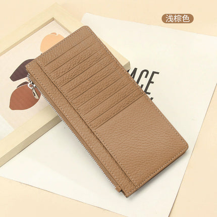 Genuine Leather women's wallet long foreign trade Japanese multi-card card holder first layer cowhide zipper handbag long wallet