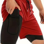 Kd60010 fake two-piece shorts-red / Xs (domestic size m)