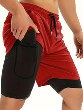 Cross-border European and American Size in stock Fitness Loose Quick-drying Running Ball Sports Mesh Double-layer Fake Two-piece Shorts