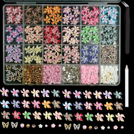 24 grid cartoon nail accessories mix cute cookies donuts candy nail accessories diy handmade material box