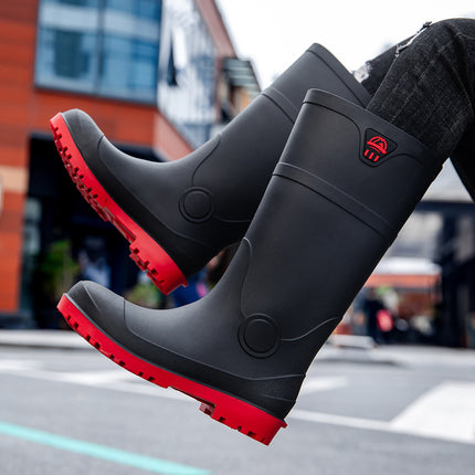 Stab-resistant Steel Toe Labor Water Protection Shoes Smash-resistant Water Boots Site Rain Boots Waterproof Men's Fishing Steel Bottom Plate Rain Boots Rubber Shoes