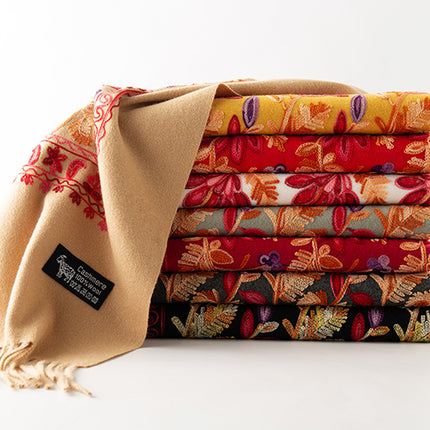 Autumn and Winter New Women's Embroidered Imitation Cashmere Scarf Ethnic Style Versatile Middle-Aged Mother Embroidered Thickeneded Warm Large Shawl
