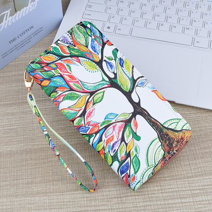 New Wallet Women's Long Zipper Clutch Soft Wallet Fashionable Cross Pattern Printed Student Change Mobile Phone Bag
