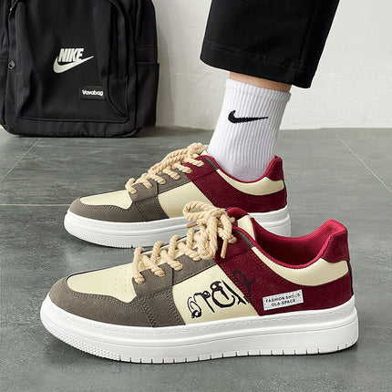 Canvas Shoes Men's Summer Casual Trendy Shoes Burgundy Sneakers American Trendy Brand Niche Design High-End Spring and Summer