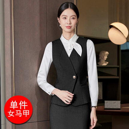 High-End Professional Suit Women's Long-Sleeved New Vest Skirt Bank Manager Business Formal Wear Hotel Front Desk Work Clothes