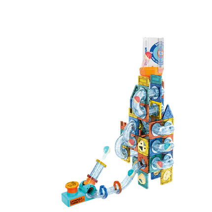 Cross-border exclusive for Amazon children's large color window magnetic film strong magnetic toy ejection pipe building blocks factory direct sales