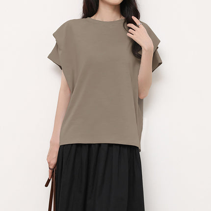 Japanese and Korean Summer New Striped T-Shirt Women's Round Neck Bat Sleeve Loose Slimming Pure Cotton Short-Sleeve Top Cross-Border in Stock