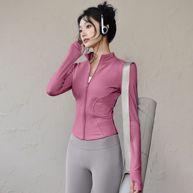 Sports Top Outerwear Yoga Jacket Women's Long-sleeved Tight Fitness Slimming fleece-lined plus size Yoga Clothes for Autumn and Winter
