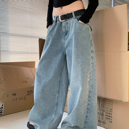 Dorothy Spring South Korea Vintage Washed Low-rise Loose Wide-leg Dash Jeans Women's All-match Casual Pants