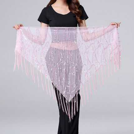in stock Dance Suit Sequins Tassel Triangle Towel Table Performance Hip Towel Practice Waist Chain Waist Towel Belly Dance Waist Chain Europe and America