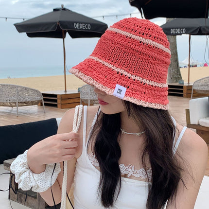 Colorful Straw Fisherman Hat Women's Summer Face Showing Small New All-match Straw Hat Beach Sunshade Sun Hat Trendy