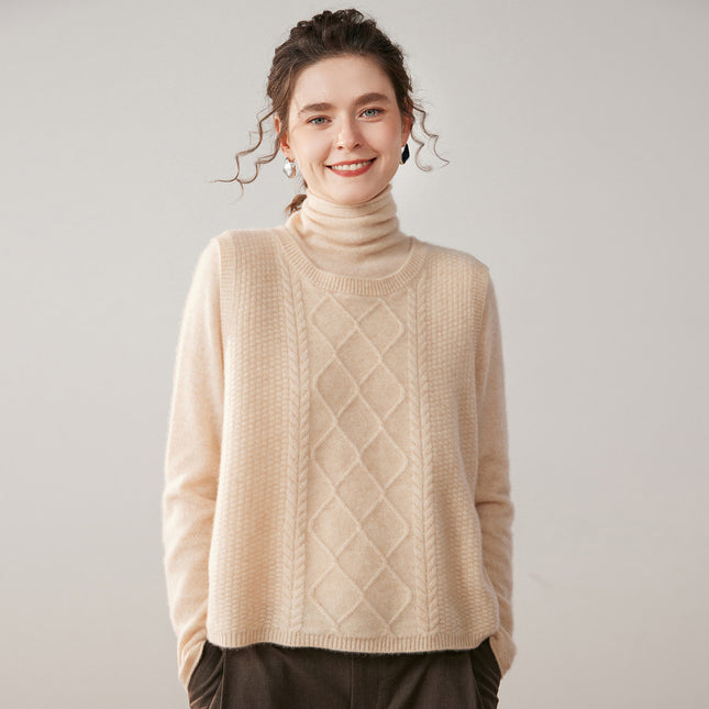 Autumn and Winter Cashmere Vest for Women, Round Neck, Thickened, Short Front and Long Back, Loose Fit, Sleeveless, Back Slit, Knitted Sweater