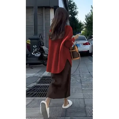Women's Early Spring Dress A Set of Gentle Milk Lovely Chic Unique Slight Fat Slimming Age-reducing Dress Two-piece Suit