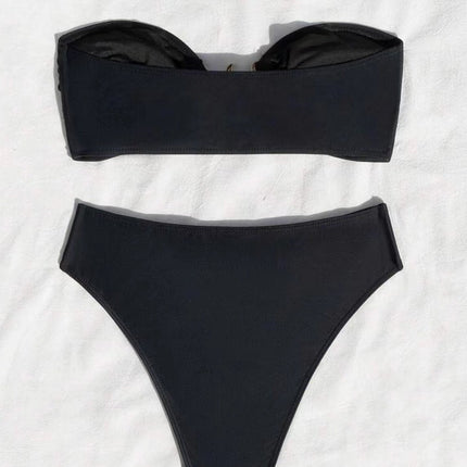 in stock European and American New Sexy Starfish Tube Top Solid Color Bikini Bikini Split Women's Swimsuit Swimwear Cross Border