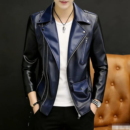 Spring and Autum Korean Style Motorcycle Leather Jacket for Men, Loose, Trendyy and Handsome Black American Fashion Brand Leather Jacket for Men 2025