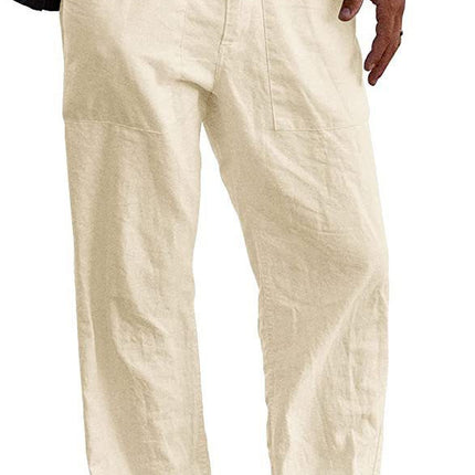Cross-Border Men's Mint Green Linen Casual Pants, Loose Fit, Comfortable and Breathable, Simple Design for Everyday Use