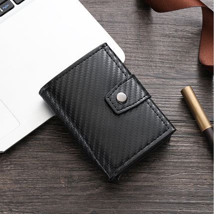 Men's Card Holder Europe and the United States Automatic Elastic Card Buckle Card Holder New Metal Aluminum Case RFID Card Holder Cross-border Hot Sale