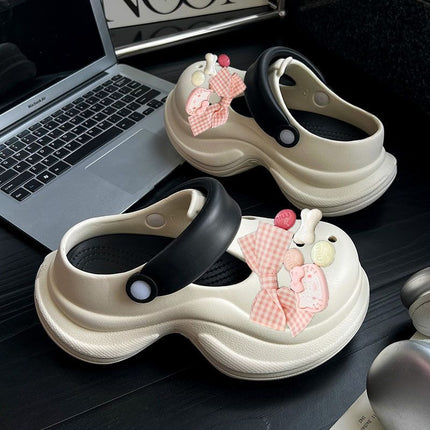 2026 Summer Women's Closed-Toe Sandals with Height Increase for Outdoor, Office, and Home Use, Waterproof, Sweet and Cute Casual Clogs