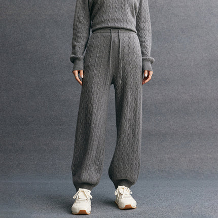 Autumn and Winter Versatile Cashmere Women's Fashion Casual New Simple Urban Cable Cashmere Pants Sweatpants Retro Style