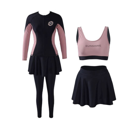 Women's Two-Piece Swimsuit with Long Sleeves and Long Pants, High-End Four-Piece Set, Conservative Hot Spring Bathing, Sun Protection Diving Suit, Swimwear Wholesale