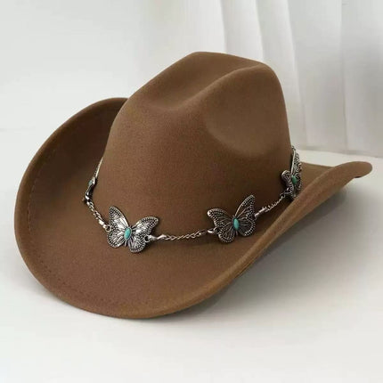 Solid Color Light Board Felt Western Cowboy Hat Outdoor Autum Hat Women's Simple French Hat Men's High-End