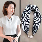 No.23-Black and White Rose (Pearl Scarf)