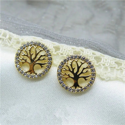 Amazon popular European and American Life tree S925 sterling silver stud earrings women's fashionable temperament earrings foreign trade factory wholesale