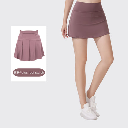 [in Stock] Ld Yoga Spring/Summer Short Skirt Anti-Exposure Fitness High-Waisted Sports Quick-Dry Training Tennis Pleated Skirt