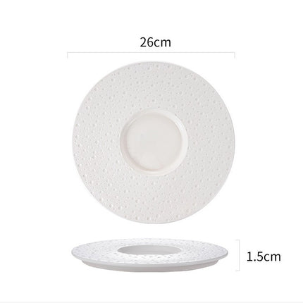 Simple Nordic Style Solid Color Ceramic Western Food Steak Plate High Color Value Mars Pit with Edge Disc Dim Dessert Plate