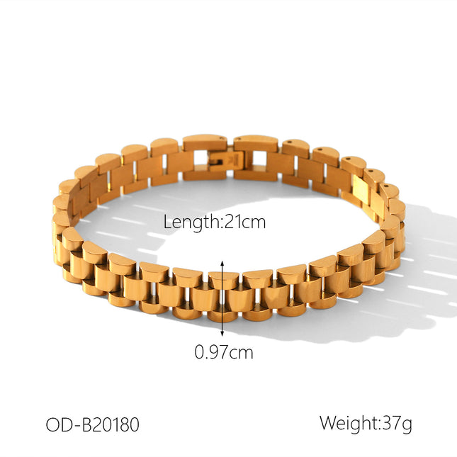 European and American Summer New Stainless Steel Bracelet Fashionable High-End Daily Commuting Titanium Steel Watch Chain Bracelet Women's Metal