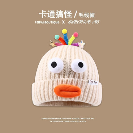 Big Eyes Sausage Mouth Party Funny Wool Hat for Men and Women Cute Color Retractable Tentacles Cute Knitted Hat