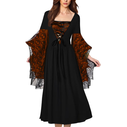 Hot-Selling Cross-Border Amazon Halloween European and American Cosplay Women's Skull Lace Dress Hot Style Plus Color
