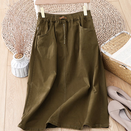 22107 high waist A- line skirt women's commuter versatile mid-length skirt pear-shaped figure slimming meat-covering autumn straight skirt