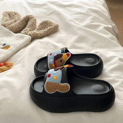 Puppy Sandals and Slippers Women's Summer Eva Wearing Indoor Thick Bottom Non-slip Dung Treading Cute Beach Casual Slippers