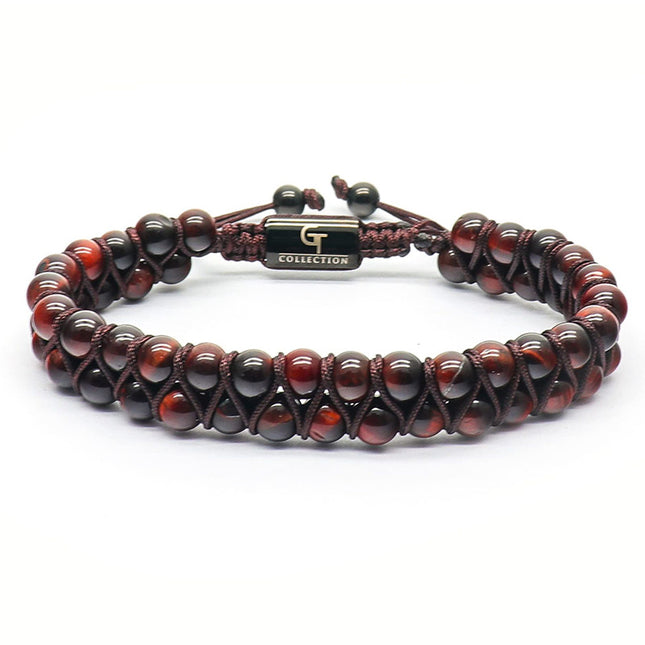 Double-layer frosted stone bracelet natural tiger eye stone double-row beaded woven bracelet can be customized DIY lettering bracelet