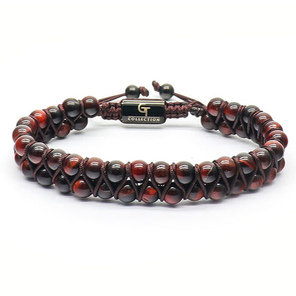 Double-layer frosted stone bracelet natural tiger eye stone double-row beaded woven bracelet can be customized DIY lettering bracelet