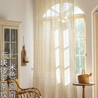 Width 140*height 100cm / Square hollow stripes-beige-curtains-rods (yellow tassels)