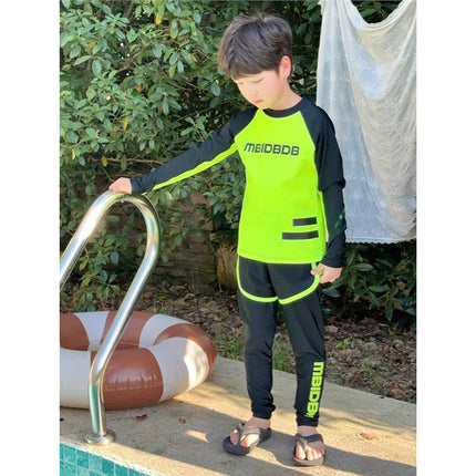 Boys' Swimwear 2025 New Model, Two-Piece Professional Long-Sleeve Children's Summer Quick-Dry Swim Trunks Swimming Set