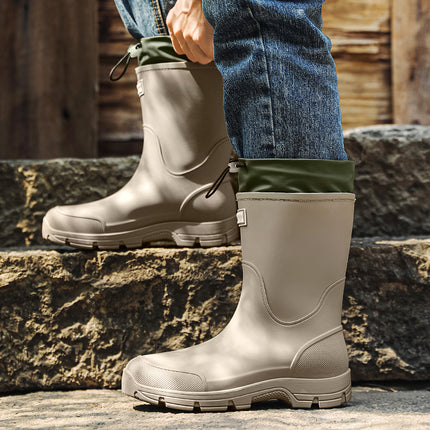 High-End Fashionable Rain Boots for Men, Mid-Tube Non-Slip Waterproof Shoes, Couple Rain Boots, Outdoor Fishing Rubber Shoes, Work Water Boots for Women
