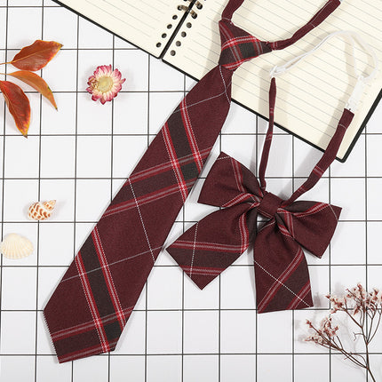 Japanese Plaid JK Tie Tie Set Women's College Style Graduation Photo Free Accessories Korean Style Bow Mariners Suit