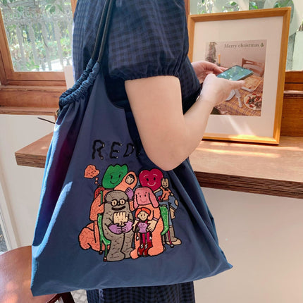 Summer Women's Nylon Bag, Versatile Cartoon Women's Bag, Fashionable Oxford Bag, Large Capacity Shopping Bag, Embroidered Shoulder Bag