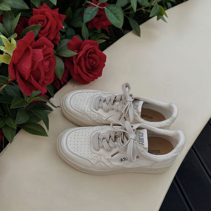 Grape mom with ~ leather do old retro casual shoes thick bottom breathable small white shoes small size plus size women's shoes 41-43