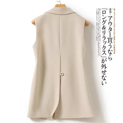 Back Split creamy-white Suit Vest Women's Spring and Autumn New Korean Style Design Sense Sleeveless Outer Wearing Vest