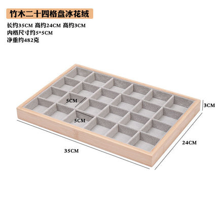Bamboo Edge 24-grid Jewelry Disc Earrings Headline Necklace Sorting Finishing Box Beaded Flower Jewelry Display Rack Looking at Pallets