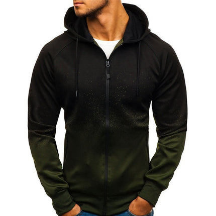 2024 New Autumn and Winter Sports Casual Cardigan Digital Printing Hoodie Jacket Men's Gradient Design Top