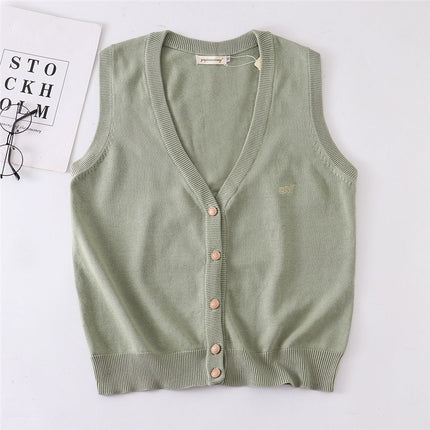 Cyanotic waistcoat [Jizhou Tea Love] JK waistcoat vest v-neck knitted sweater cardigan sleeveless Japanese jk women