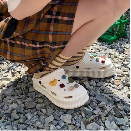 Soft-soled Cave Shoes Women's Middle Pad Removable Outer Wear All-match Non-slip Fashionable Sandals Inner Height-increasing Harajuku-style Sandals